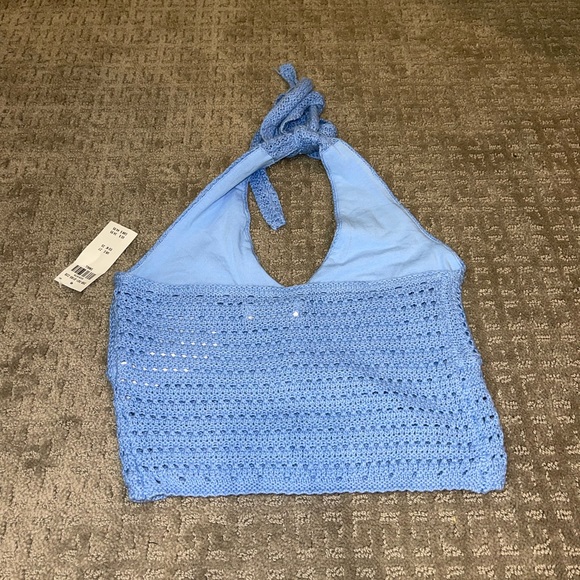 Crochet blue halter crop top - Picture 2 of 2